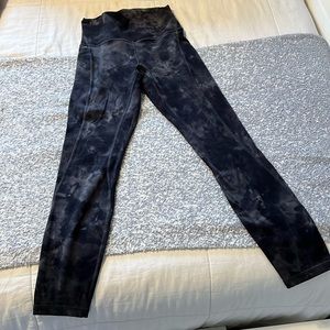 Lululemon align leggings, 25” length, w/ pockets, high rise, black/grey Tye-dye